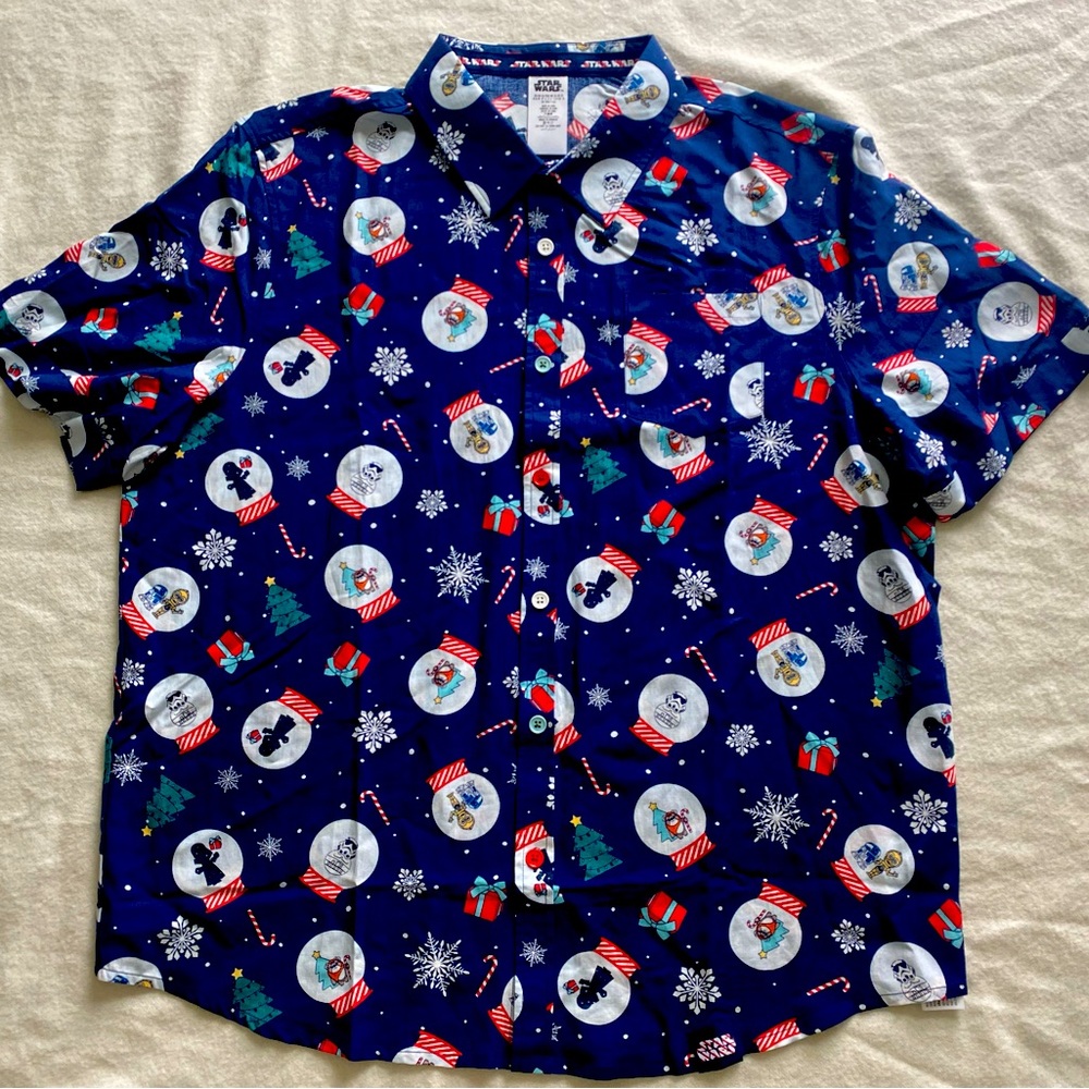 Star Wars Christmas shirt for adults Disney Holiday Print XL NWOT linen feel